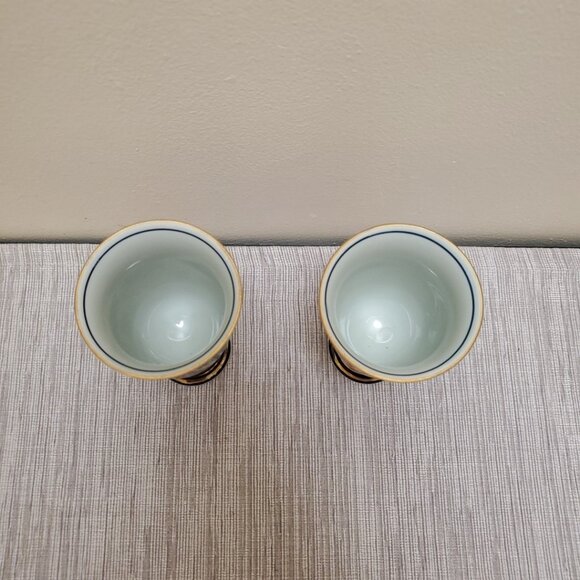 Oriental Pair Of Small Ceramic Chalices - Picture 7 of 13